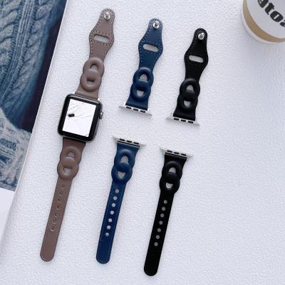 China Waterproof Leather Watch Strap Adjustable Elastic Watch Band For IPhone for sale