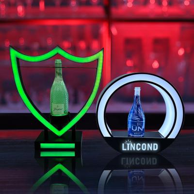 China Custom Bar Liquor Bottle Display / Bottle Lit Acrylic Camping Led Bottle Presenter for sale