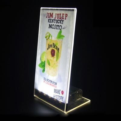 China New type LED light order plate illuminated table card advertising wine store directory acrylic processing luminous flat camping for sale