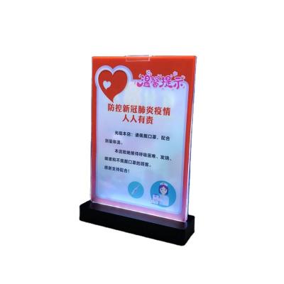 China Camping Acrylic Billboard Charging LED High Brightness Frameless Illuminated Backlight Station Board for sale