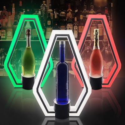 China Champagne Beverage Tubs Lighting Luminous Led Wine Rack Display Holder Plastic Acrylic Acrylic Cooler For Night Club for sale