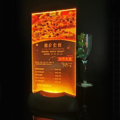 China Acrylic Table Light Up Card LED Tabletop Camping Meal Vertical Card for sale