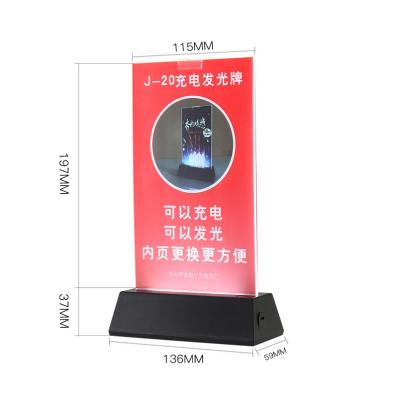 China LED Light Box Advertising Board High Brightness Backlight Tabletop Rimless Acrylic Filling Rimless Light Card for sale