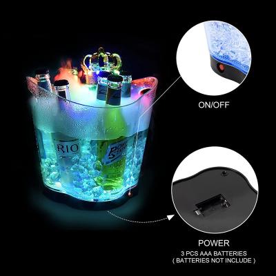 China Waterproof Viable Led Colors Changing Luminous Acrylic Ice Bucket Champagne Wine Beer Bucket Gradient Bucket for sale