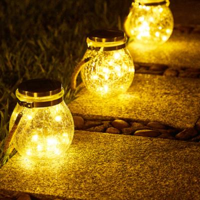 China Hanging Mason Jar Lights Rope Crackle Solar Bottle Hemp Glass Jar Led Fairy Lights Christmas Slit Lamp Solar Copper Wire String Light for sale