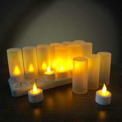 China Mini Plastic Flickering Flameless Rechargeable Flameless Powered Tea Light Led Candle Led Candle for sale