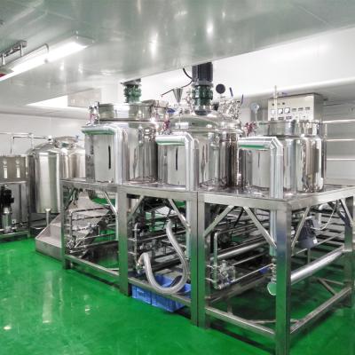 China Cream Mixer Stationary High Pressure Emulsifying Vacuum Tank High Shear Mixing Homogenizer with Oil Jar/Water Jar for sale