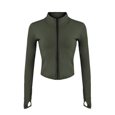 China 2021 Women Coat Breathable Quick-drying Long Sleeve Slim Running Jacket Zipper Fitness Yoga Track Jacket for sale