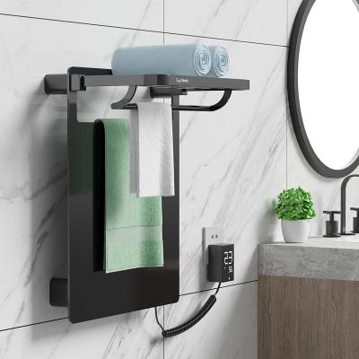 China 2021 Newly Designed High Quality Graphene Heater Electric Towel Warmer With Storage Rack Bathroom Appliances Towel Warmer Rack for sale