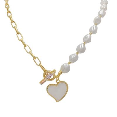 China 2021 Tasty Fashion Bisuteria 18k Gold Chain Necklace Freshwater Environmental Friendly Initial Pear Necklace Shell Charm Women Choker Necklace for sale