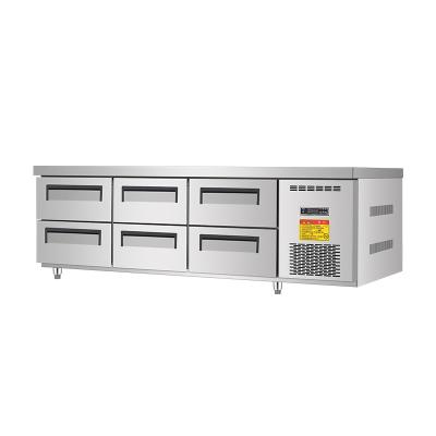 China factory direct sales of Double-temperature six drawer work bench freezer air cooling under countertop refrigeration hotel and restaurant refrigerator for sale