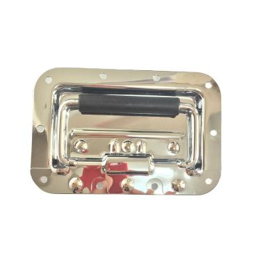 China Recessed Heavy Duty Chrome Chest Handle With Rubber Grip Inset Theft Case Grip for sale