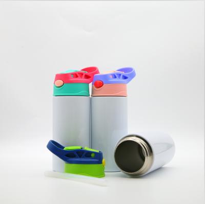 China Sublimation Viable Wholesale Straight Blank Sippy Cups Colored Kid Bottle 304 Stainless Steel Wall Insulation Double Top Water Bottle for sale