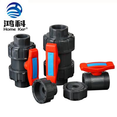 China General Design Free High Quality PVC Double Union Ball Valve All Inch Foot Valves Plastic Plastic PVC Double Union Ball Valve for sale