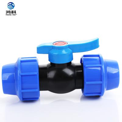 China PVC General High Quality Double Unions Pneumatic Air Trackball Trigger Plastic 2 Ways Valve for sale