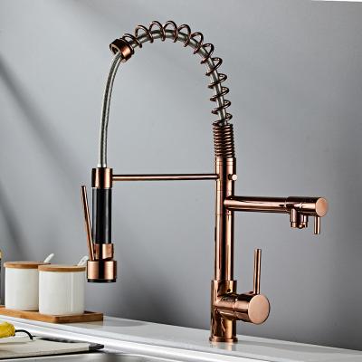 China Sense Faucets China Rose Gold Faucet Watermark Kitchen Faucet With Pull Down Sprayer for sale