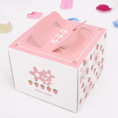 China Recycled Materials Custom Paper Mini Cake Boxes With Handles Packaging Cake Box Customized for sale