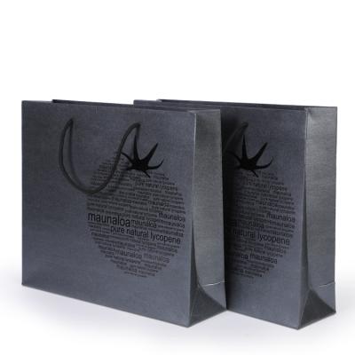 China Recyclable High Quality Luxury Black Paper Bag Logo Printing For Jewelry Cosmetic Packaging for sale