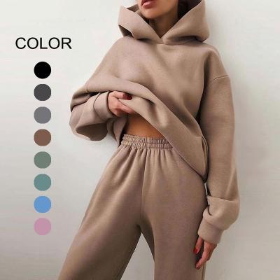 China QUICK DRY Lounge 2 Piece Sweated Sets Plus Size Hoodies Tracksuit Long Sleeve Sweatshirts Jogger Pants For Women for sale