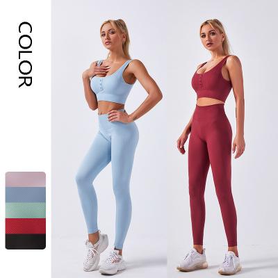 China New SMART CLOTH Sport Equipment Set For Women High Waisted Full Length Yoga Leggings With Bra Padded 2 Pieces Yoga Wear for sale