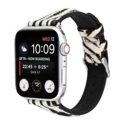 China 2021 New Design Thin Horse Hair Slim Strap T Shape Leather Strap For Apple iWatch SE 6 5 4 3 2 1 Watch Band 44 42 40 38MM Women Girl Strap for sale