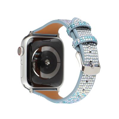 China With Pattern Design Luxury Crocodile Bling Slim Genuine Leather Strap For Apple Watch Series 6 5 4 New Smart Band 40 44 42 38mm Strap Women Watch Bands for sale