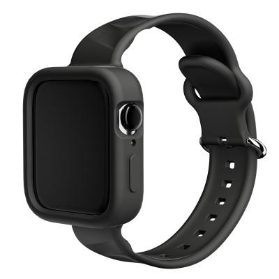 China 2021 Amazon Hot Selling One Piece Strap Protective Silicone Soft Strap For Apple Watch Series 6 5 4 3 2 1 SE Spring And Summer Band With Case for sale