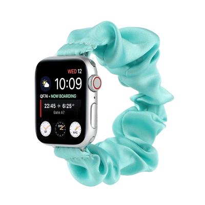 China With New Matching Headband Girl Summer Silky Scarf Set Scrunchies Loop For Apple Watch Series 1 To SE 6 Headband Strap 38 42 44 40mm Girl Watch Bands for sale