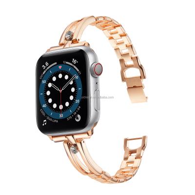 China Luxury Limited Design For Apple Watch Series Se 6 5 4 3 Luxury Stainless Steel Band Women Girl Metal Chain Bracelet Watch Accessories Smartwatch for sale