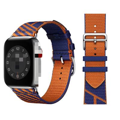 China With New Pattern Luxury Design Crocodile Jumping Single Tour Woven Nylon Strap Band For Apple Watch 40 44 42 38mm Sport Buckle With Stainless Steel Buckle for sale