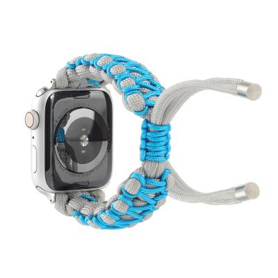 China New Design Tool Safety Rope Outdoor Camping Adjustable Handmade Woven Watch Band For Apple Watch 44 Breathable Nylon 40 42 38MM Buckle Strap for sale