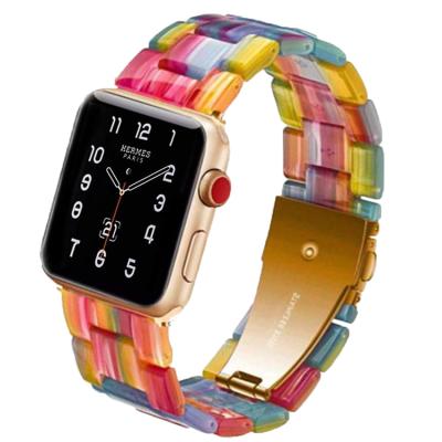 China Unique Environmental Colorful Resin Link Band For iWatch Apple Watch Se Band 44mm 40mm Series 6 Strap Strap 42mm 38mm for sale