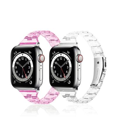 China Hot Thin Bands Style Which Girls Like Korean Hot Thin Resin Clear Chain Band Strap For Applewatch 7 Strap 44 New 40 42 Girls Sports Band 38mm For iwatch 6 5 for sale