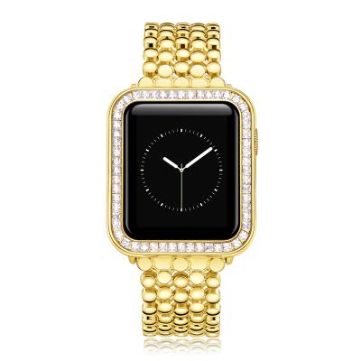 China Luxury Zircon Zinc Metal Watch Case Rhinestone Luxury Rhinestone Watch Case For Apple Watch 40mm 44mm 38mm 42mm Protective Cover Cases With Square Shape Zircon for sale