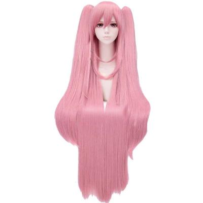 China 40 Inch Long Straight Hair Pink Wig Cosplay Anime Show High Temperature Silk Natural Comic Wigs for sale