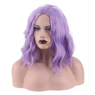 China Regular Curly Shoulder Length Shoulder Length Purple Regular Curly High Temperature Silk Short Hair Natural Daily High Temperature Silk Short Hair Wigs for sale