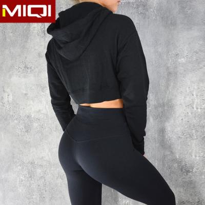 China High Quality Breathable Women Sports Fitness Crop Pullover Hoodies Gym Workout Women Sexy Sporty Blank Hoodie for sale