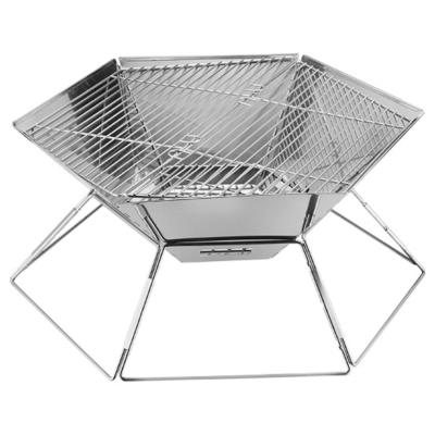 China Folding Stainless Steel Portable Hexagonal Shape Wooden Outdoor Camping Burning Stove For Increasing Camping Cooking Home BBQ Easy To Carry for sale