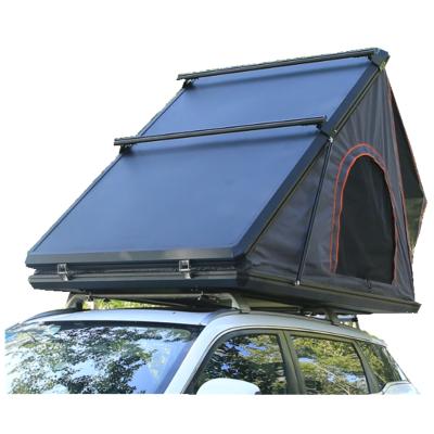 China Extended Type New Best Durable Wedge Style Camper Triangle All Aluminum Hard Shell Roof Top Tent For Cars Trucks SUVs Camping Outdoor for sale