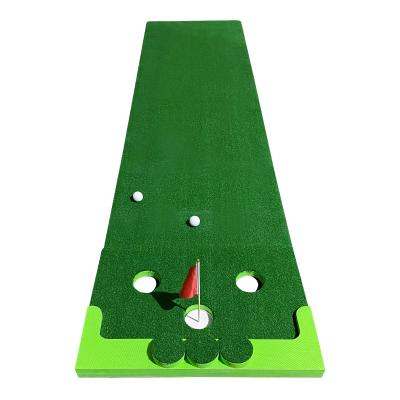 China Golf Putting Practice Indoor Outdoor Golf Practice Mat with 4 Golf Balls 3 Holes for Home Basement Office Backyard Training for sale