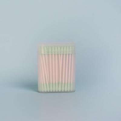 China Dispoable 200PCS Wholesale Custom Colorful Ear Dabs Double Head Stick Cotton Plastic Paper Buds for sale