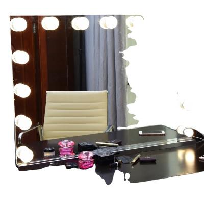 China Hollywood Mirror High Quality Lighted Led Table Vanity Mirror With Dimmable Bulbs for sale