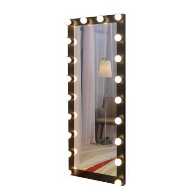 China Minimalist Trending Products Floor Standing Makeup Mirror Full Body Mirror With Led Bulbs High Quality Metal Frame Led Mirror for sale