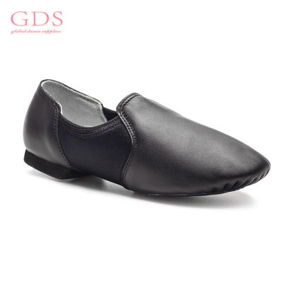 China Ladies GENUINE LEATHER Black Slit On Elasticity Insert Jazz Dance Boot for sale