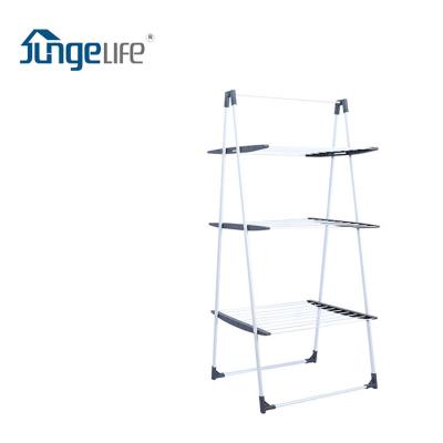 China Adjustable Balcony 3 Tier Collapsible Folding Cloth Drying Rack for sale