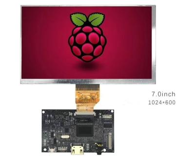 China Raspberry Pi compatibel 7 inch LCD-paneel met 1024x600 resolutie en 450nits lichtsterkte Te koop