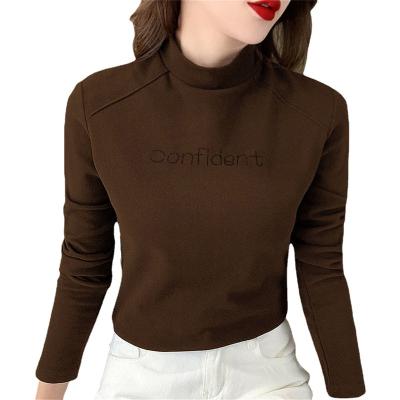 China New Sustainable 2022 Spring Velvet Collar High Collar Based Blouse Double Sided Half for sale