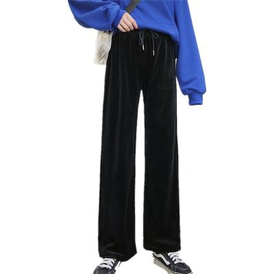 China 2022 Viable Improved New Gold Velvet Wide Leg Pants Women's High Waist Feeling Sports Thin Casual Pants Hanging Straight Long Pants for sale