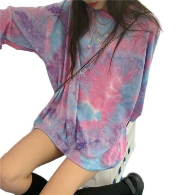 China New workable loose, fashionable and supple tie dyed around the middle of neck and fashion of long jacket women sweater for sale