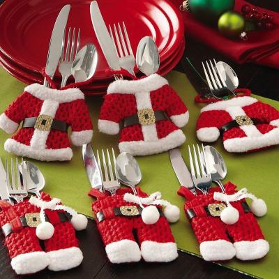 China Christamas Home Decoration 2022New Arrivals TaoXi Christmas Dinnerware Rack Pockets Knives Forks Bag Cover Christmas Cutlery Holder Christmas Table Decorations for sale